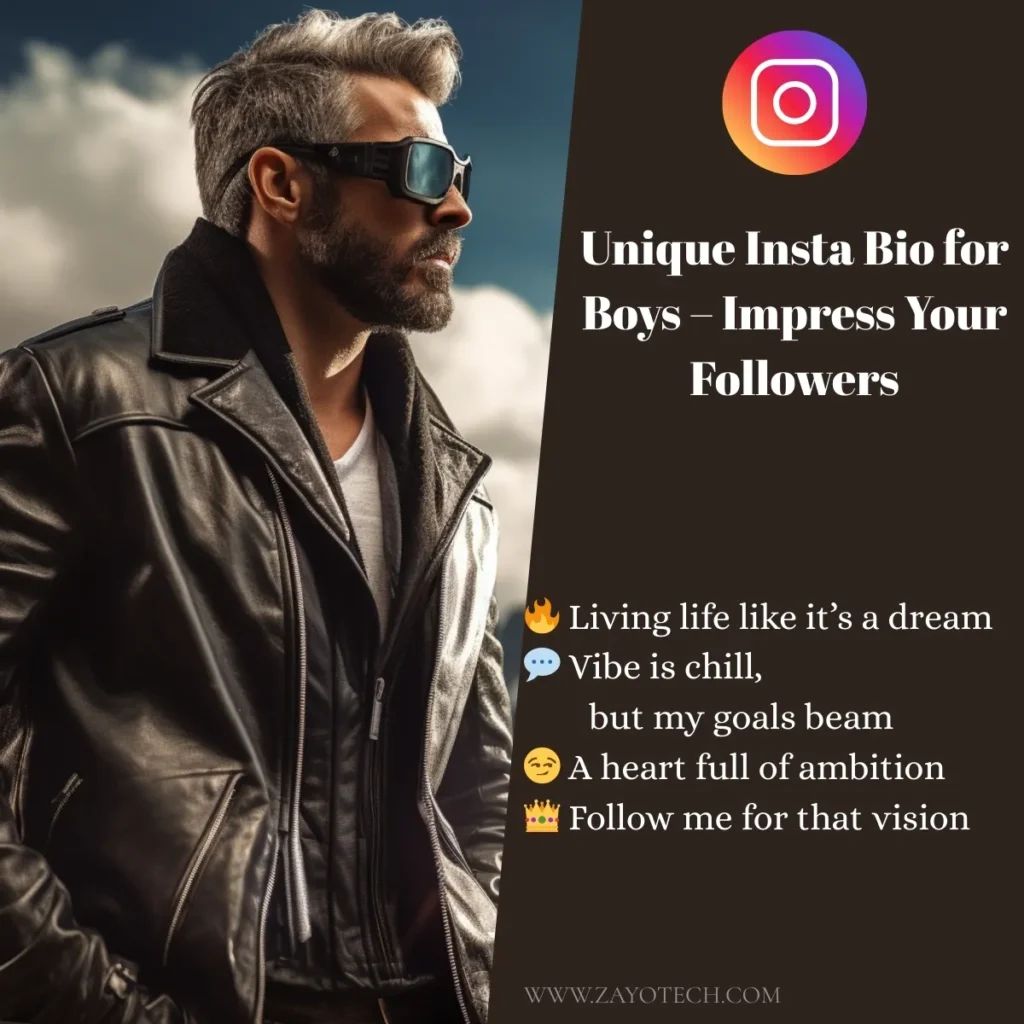 VIP insta bio style for boys in bold font