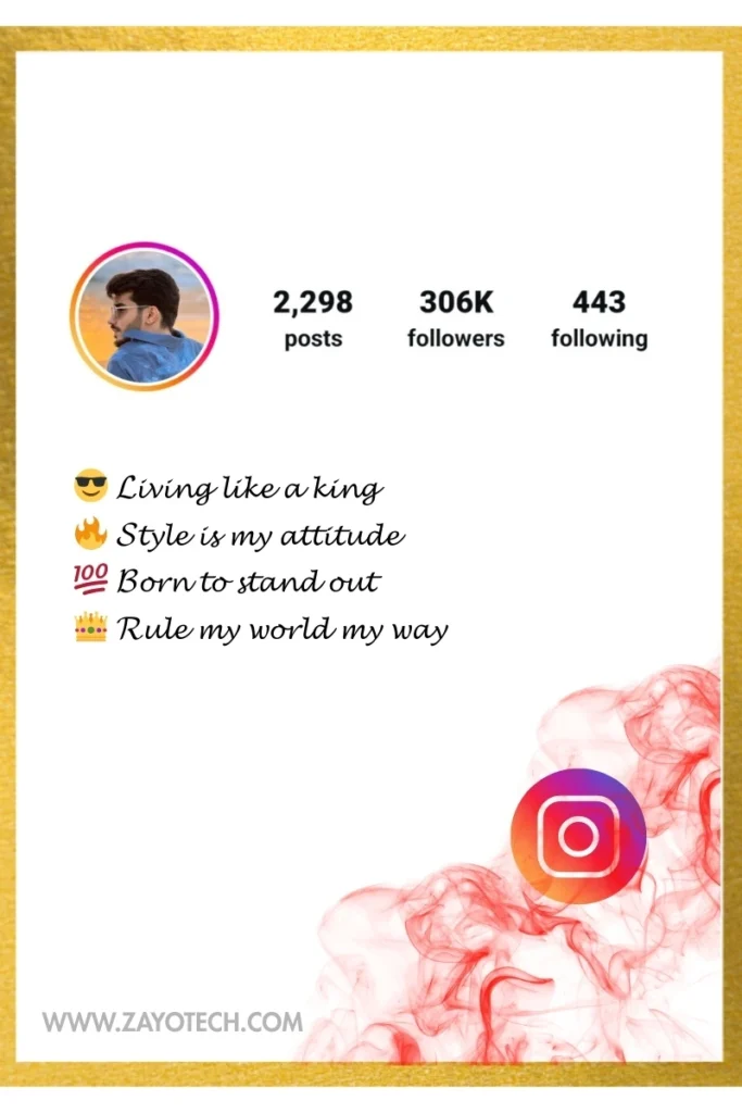 Short insta bio for boys in cool and clean font style