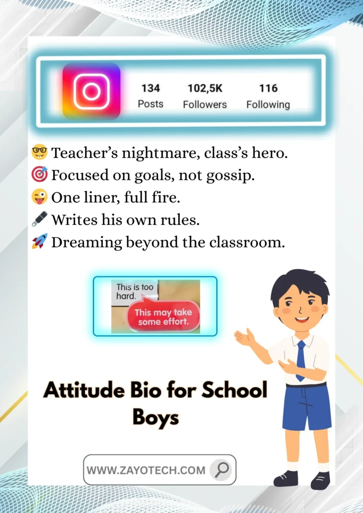 One-line Instagram bio idea for smart school boys