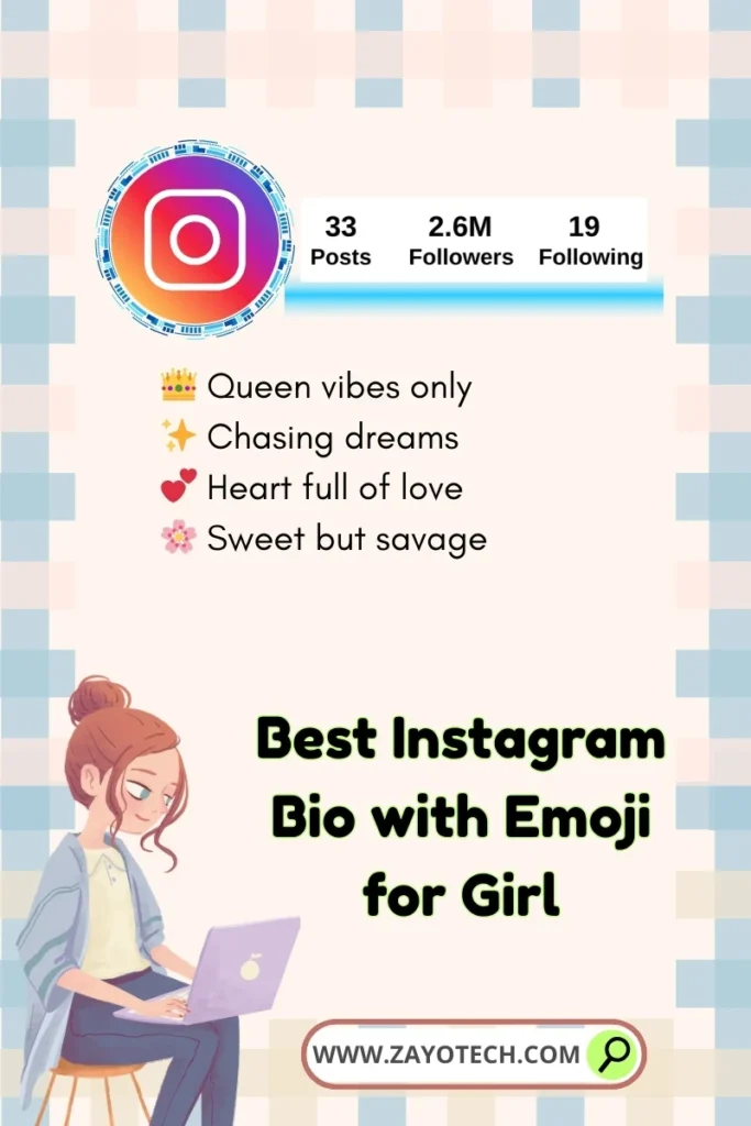 Cute emoji bio for girls की एक playful और दिलचस्प झलक।