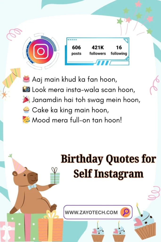 Happy birthday wish वाली aesthetic image Hindi-English caption के साथ