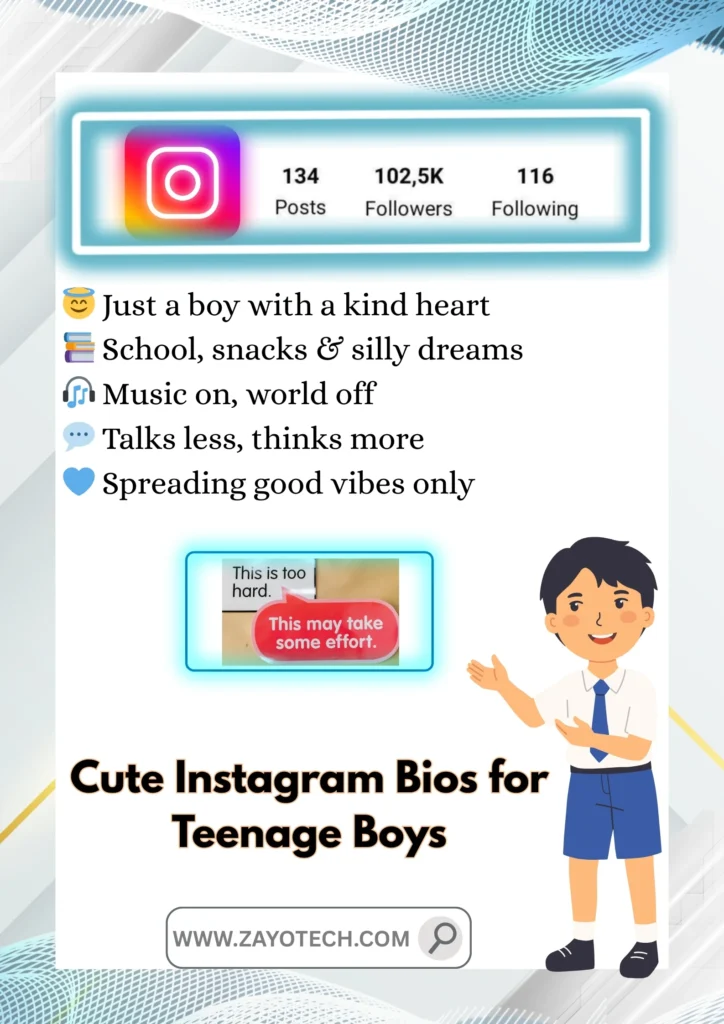 Hindi-English Instagram bio for stylish school boys