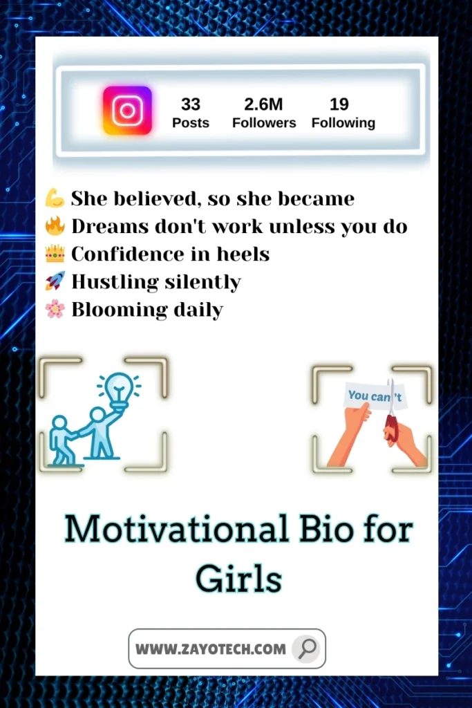 Success quote styled as Instagram bio