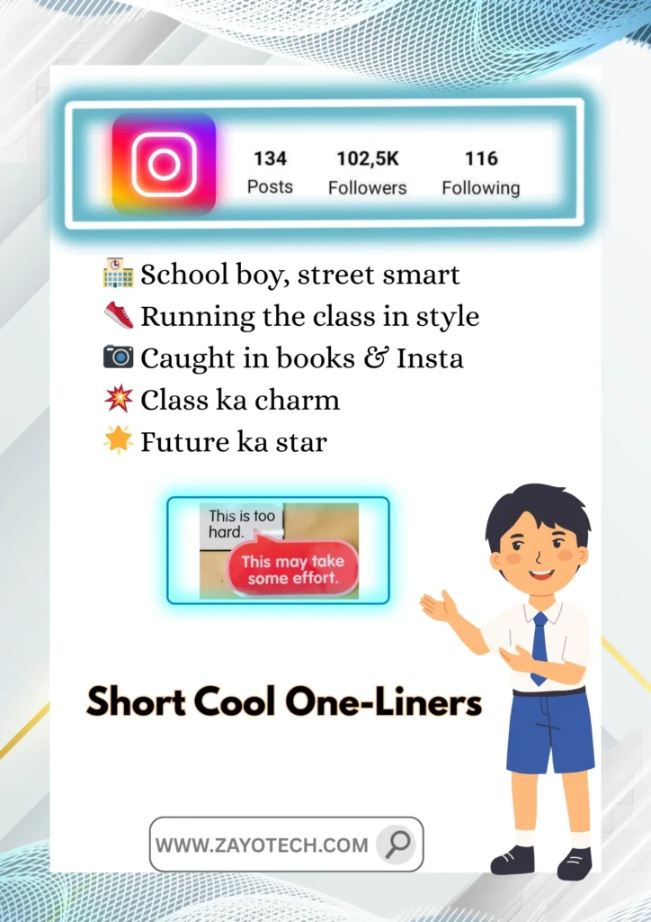 Bold attitude bio for school boys on Instagram