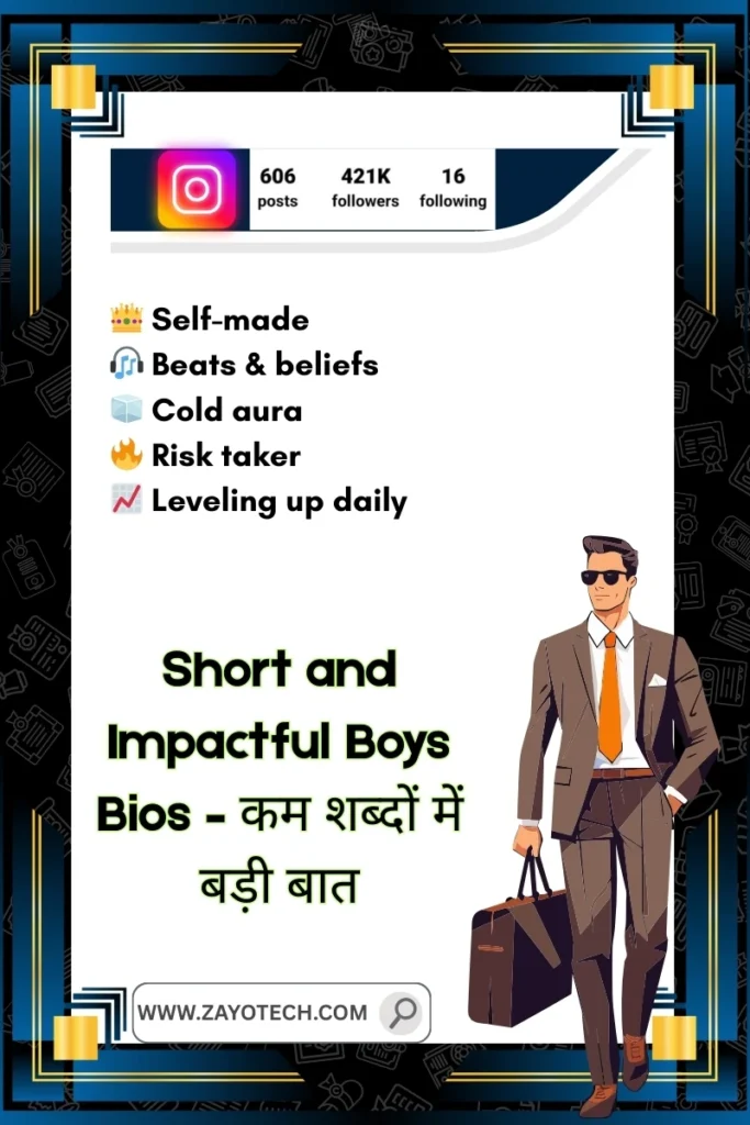 Impressive Instagram bio for boys that highlights real personality and confident mindset