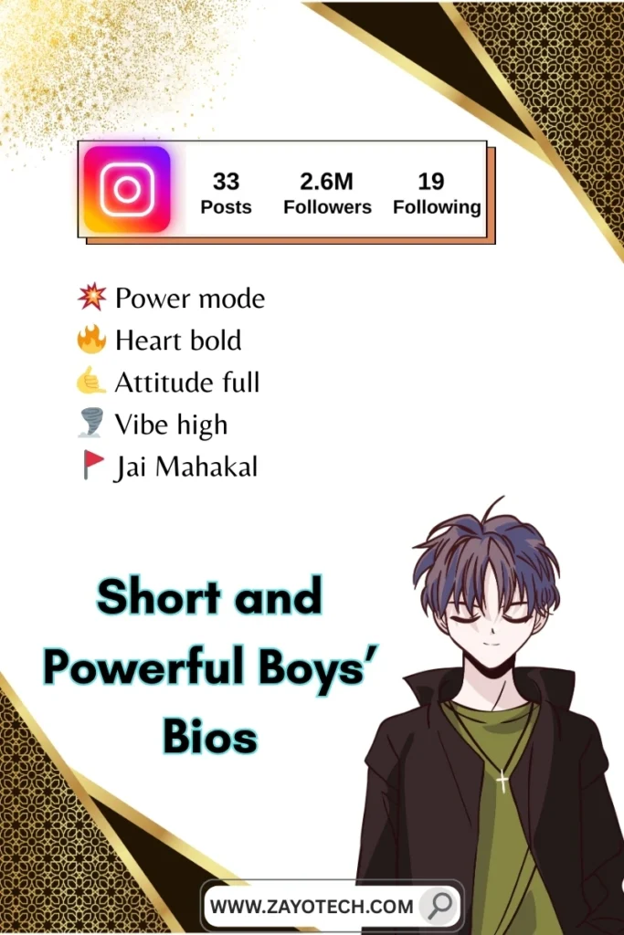 Short bio for boys के साथ पाएं quick और clear profile impact