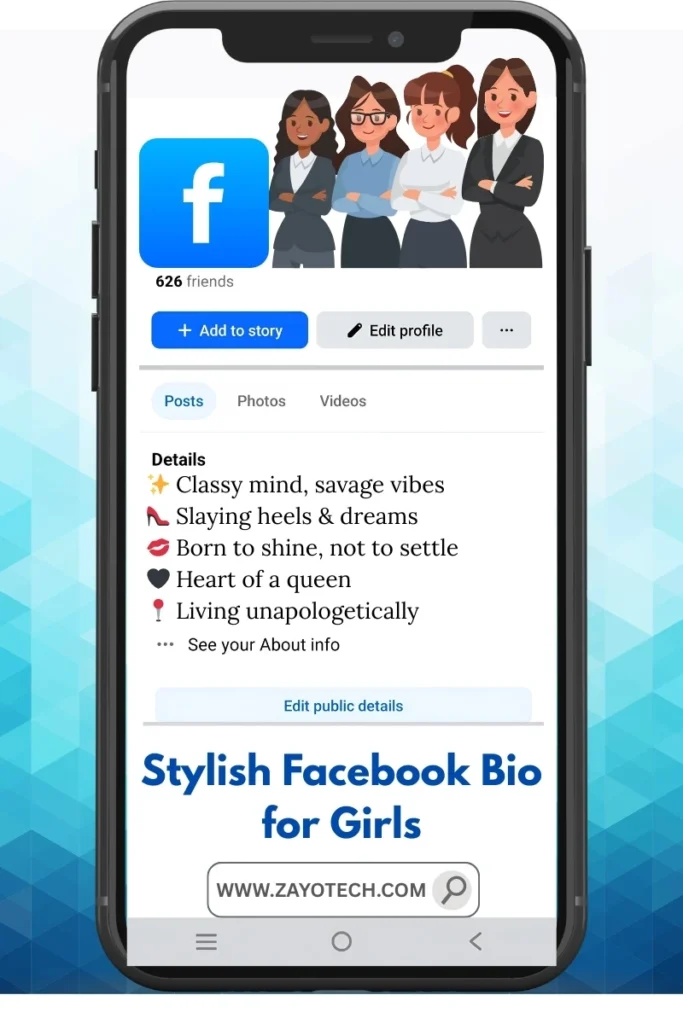 Stylish girl ke liye Hindi-English mix Facebook bio