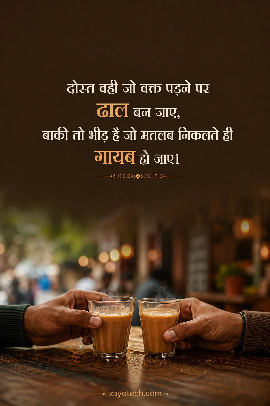 सच्चे यार की दो लाइन दोस्ती शायरी चाय के साथ